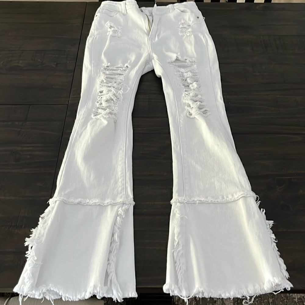 White SHEIN flare jeans